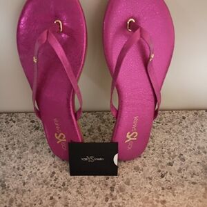 Yosi Samra Metallic Hot Pink Flip Flop Sandals